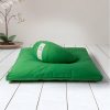 Conjunto kit meditación zafu media luna color verde amazonas